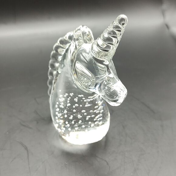 Vintage Art Glass Unicorn Paperweight with Controlled Bubbles - Picture 2 of 8